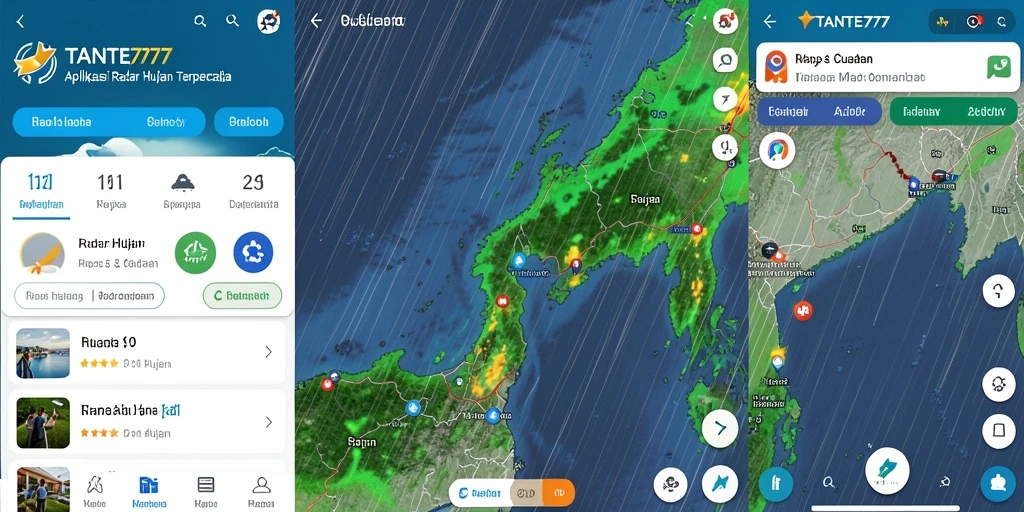 Tampilan antarmuka aplikasi Radar Hujan TANTE777 yang informatif.