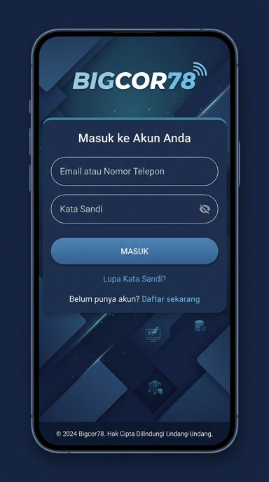 Tampilan halaman login bigcor78