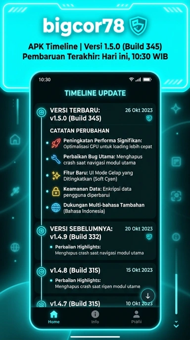 Tampilan riwayat versi bigcor78
